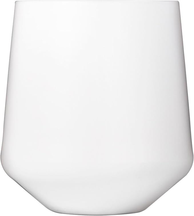 Drinique Unbreakable Stemless Wine Glasses (Set of 4) 12oz Tritan Plastic Stemless Glassware for Indoor or Outdoor Use - White