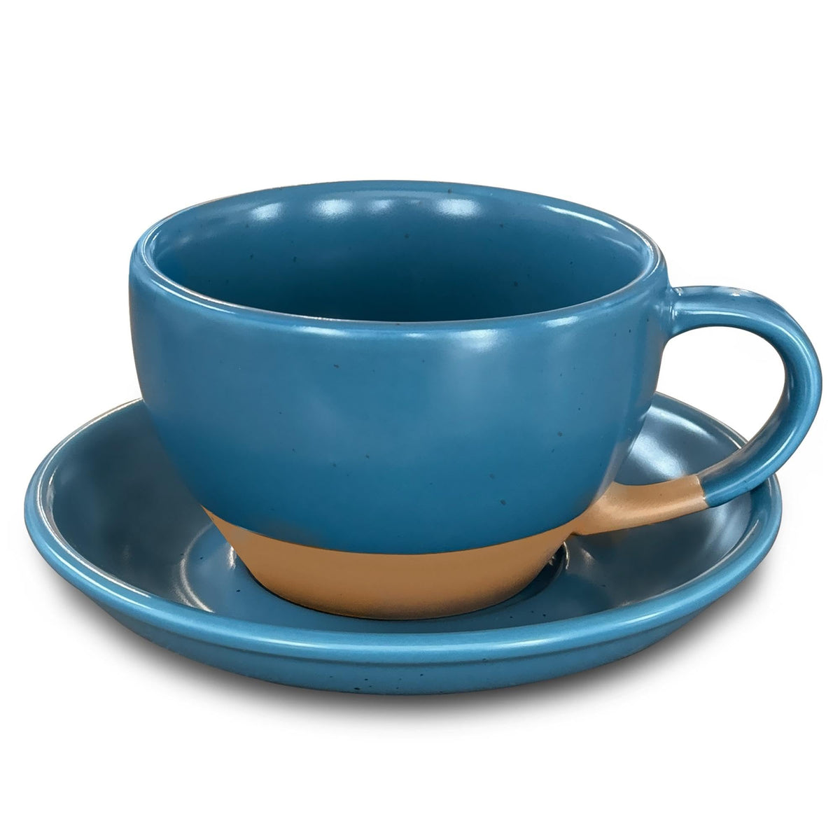 MORA Ceramic Latte Art Mug With Saucer - 10.5 oz, Round Bottom For Perfect Pours - Cafe Cups for Cappuccino, Espresso, Coffee, Tea etc - Porcelain Set for Baristas, Great Gift - Earl Grey