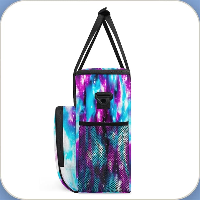 Funny Galaxy Coffee Maker Carring Bag Glitter Space Travel Storage Tote Bag Compatible with Keurig K-Mini or K-Mini Plus Portable Single Serve Coffee Brewer Case with Pockets for K-cup Pods