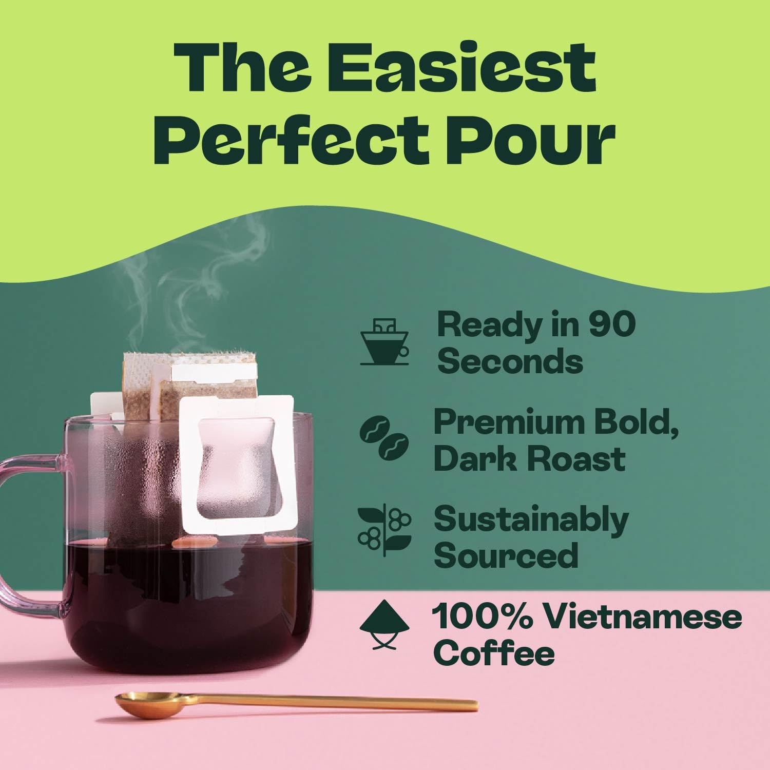 Copper Cow Coffee Vietnamese Pour Over Single Serve Dark Roast 25 Pack