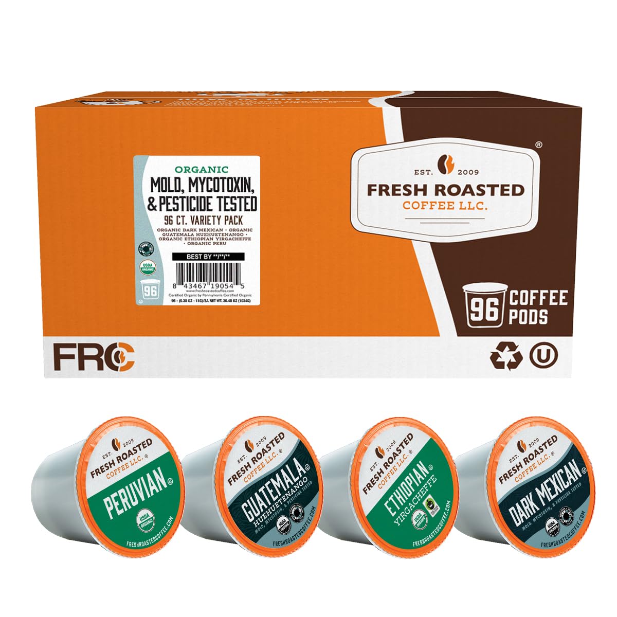 Fresh Roasted Coffee, Organic Bali Blue Moon K-Cup Pods for Keurig Brewers, Medium Roast, USDA Organic, Kosher, 24 Count (Pack of 3)