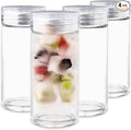 Glass Water Bottles - 4 Pack Wide Mouth Juice Bottles with Clear Lids for Juicing, Smoothies, Fruit Water, Teas, Beverage Storage - 10oz, Leakproof, Reusable, Borosilicate