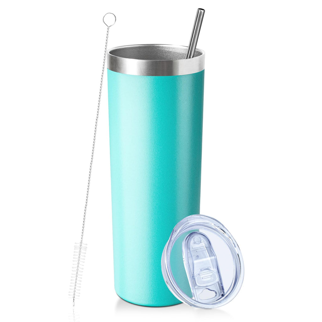 FristChoice 20 oz Skinny Tumbler with Lid and Straw,Stainless Steel Vacuum Insulated Tumbler Cup Double Wall Leak-proof Coffee Mug,Travel Thermal Water Tumbler for Home,Office,Outdoor(Teal,1)