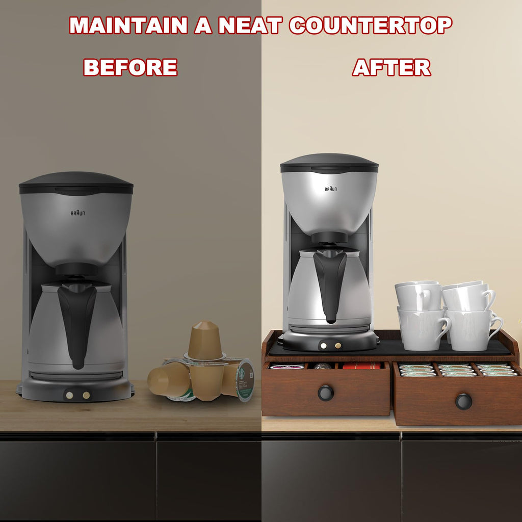 OCERAVE Wooden Coffee Pod Holder & Organizer - Coffee Station Organizer for Counter, Coffee Pods and Tea Organizer Holder Compatible with Keurig Pod & K-Cup | 30 Pod Capacity