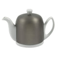 Degrenne Salam Luxury French Tea Pot - Porcelain Teapot with Brushed Aluminum Cover, Ceramic Tea Kettle for Loose Tea, Removable Infuser, 6 Cup Capacity, 36oz - Aluminum