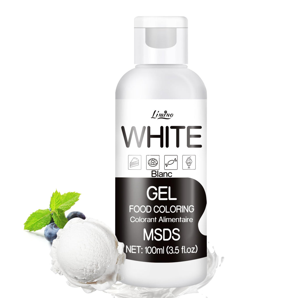 Gel Food Coloring - 4.5oz Vivid Food Coloring Gel for Baking, Cake Decorating, Cookie, Fondant, Macaron - Tasteless Concentrated Edible Food Color Dye for Icing, Slime, Drinks, DIY Crafts (White)