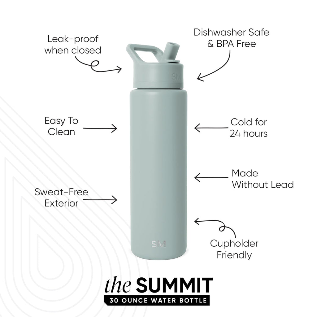 Simple Modern Insulated Water Bottle with Straw | 30oz | Green