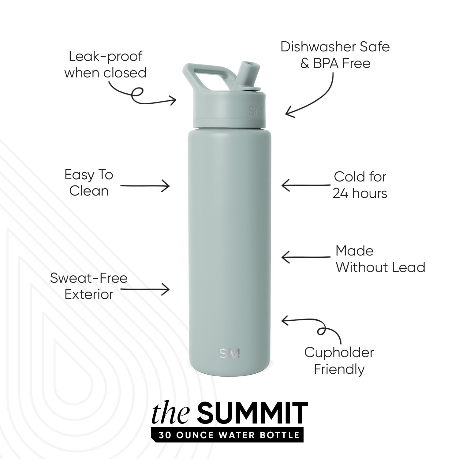 Simple Modern Insulated Water Bottle with Straw | 30oz | Green