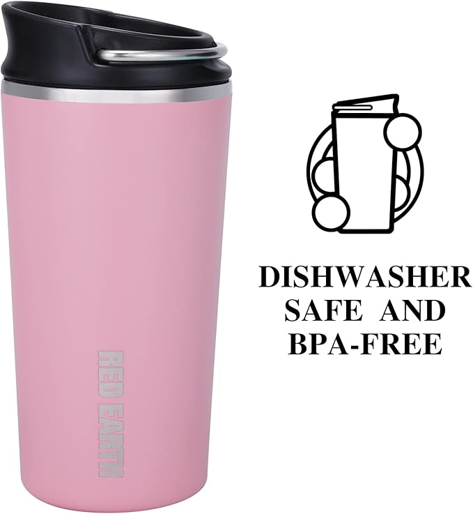 GiNT 17oz Travel Tea Mug with Infuser and Two Lid. Vacuum Insulated 316 Stainless Steel Travel Coffee Mug. Dishwasher Safe Tea Cup with Tea Strainer for Hot and Cold Brew Coffee or Tea(Pink)