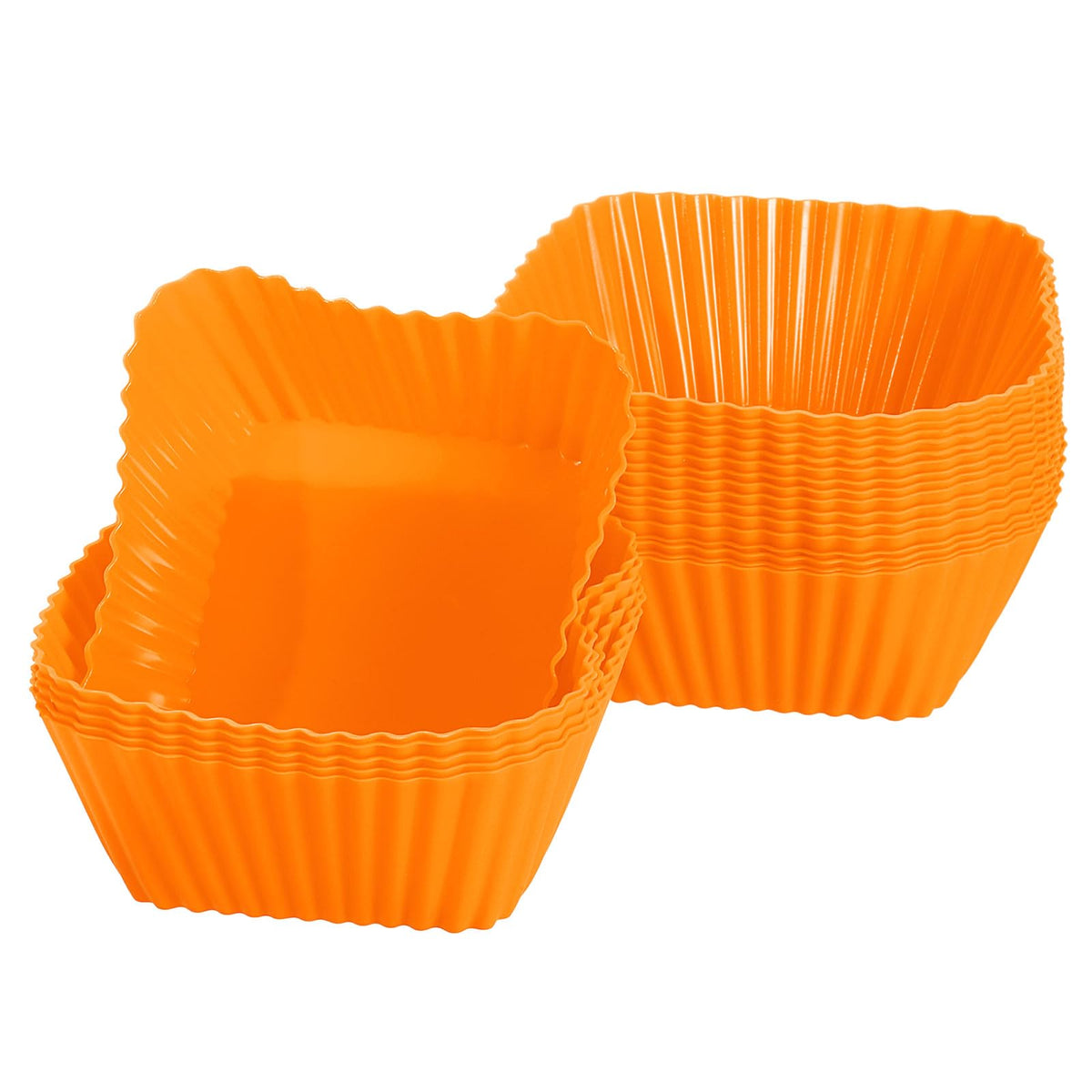 uxcell 18Pcs Silicone Cupcake Baking Cups, Silicone Muffins Liners Non-Stick Square Baking Cups, for Cooking Eggs Baking Muffins and Make a Cake(Red)