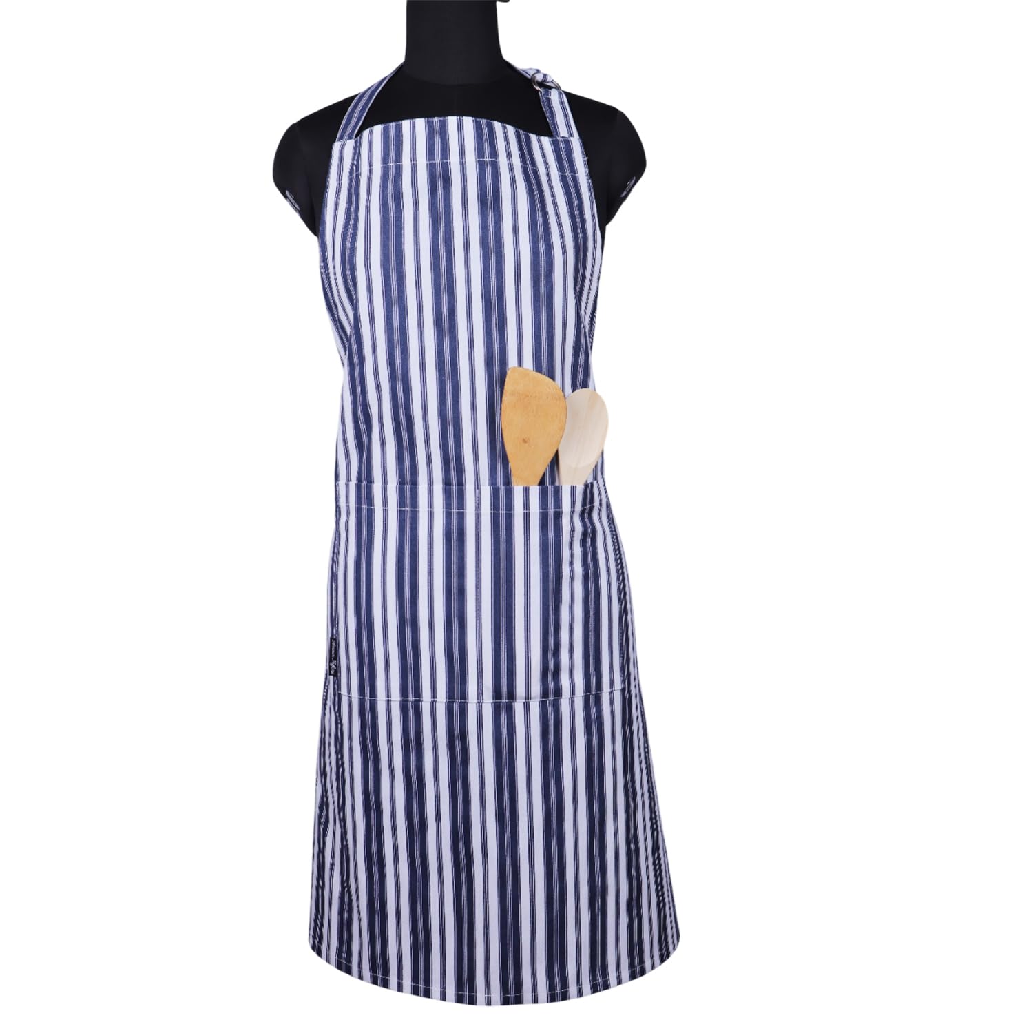 AMOUR INFINI Cotton Aprons for Women with Pockets Adjustable Strap and Waist Ties Reusable Printed Aprons for Baking, Cooking, Gardening (27.5 x 33 Inches - Blue)