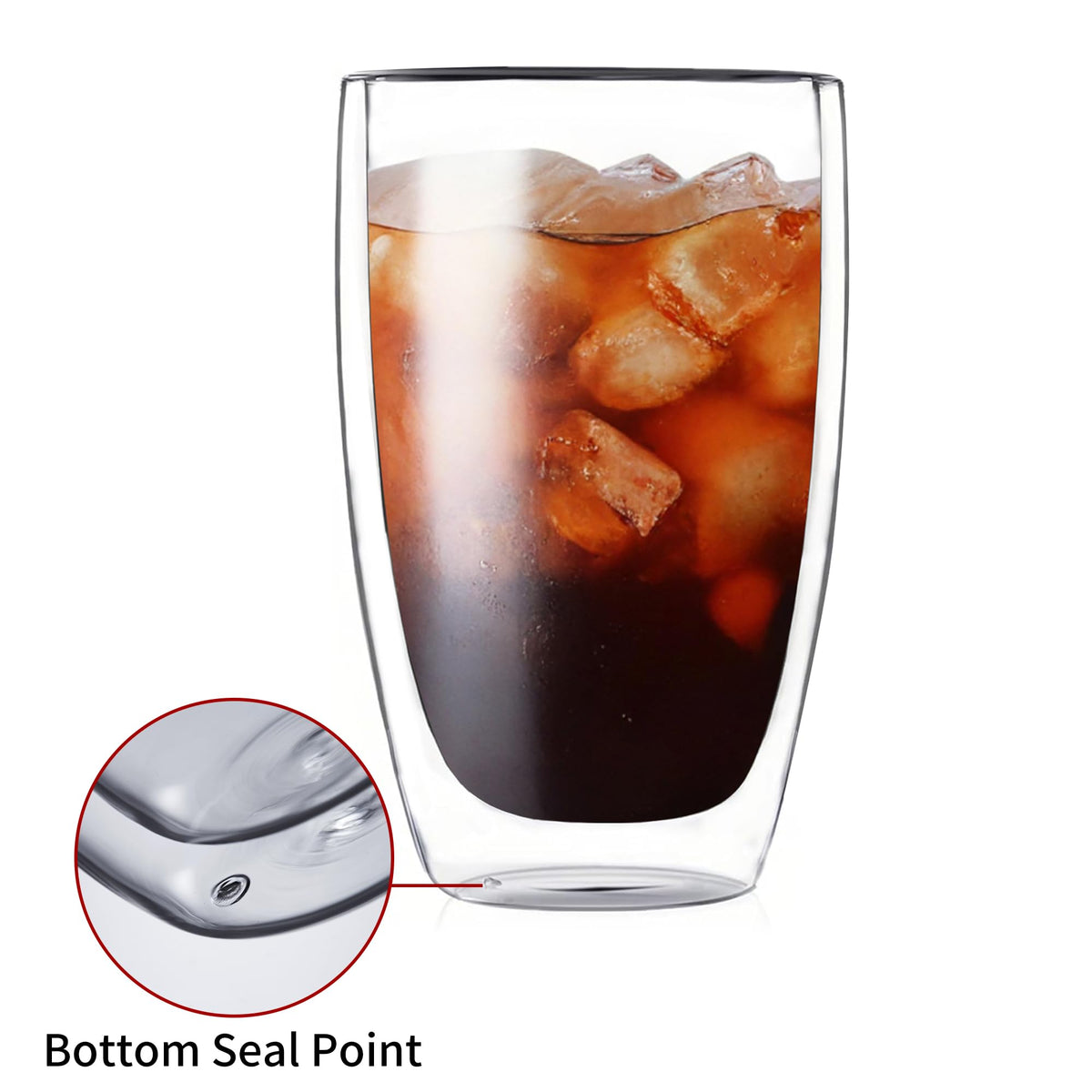 DOPUDO 17oz Double Wall Glass Coffee Mugs Set of 2, Insulated Coffee Mug, Clear Borosilicate Glass Coffee Cups for Cappuccino, Tea, Lightweight and Microwave Safe