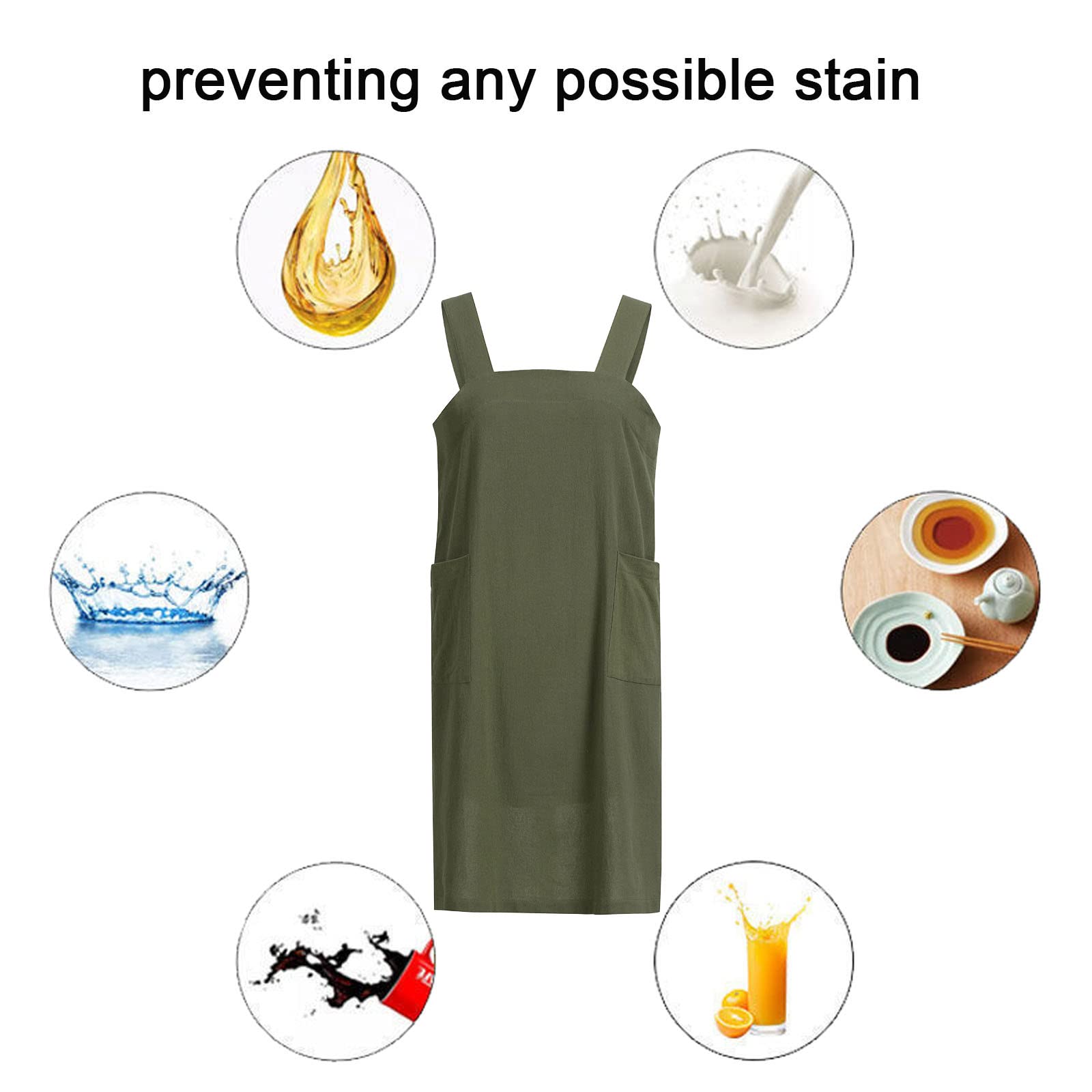 ZQFFB Pinafore Cross Back Apron for Women with Pockets