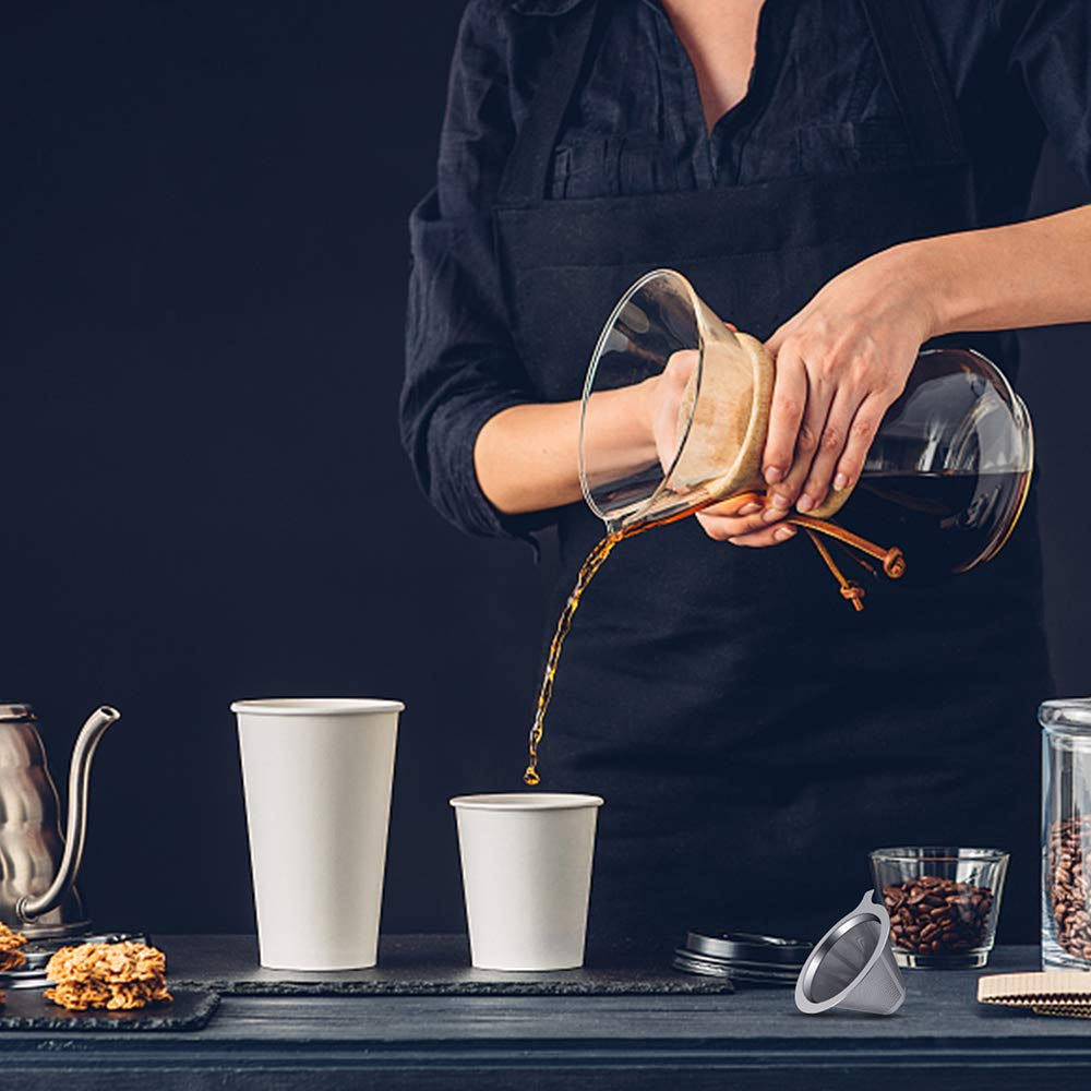 ANNMEXX Upgraded Pour Over Coffee Filter, Coffee Dripper, Paperless Mess Stainless Steel Coffee Filter, Maker One to Two Cup Coffee, Easy to Use and Clean (1-2Cups)