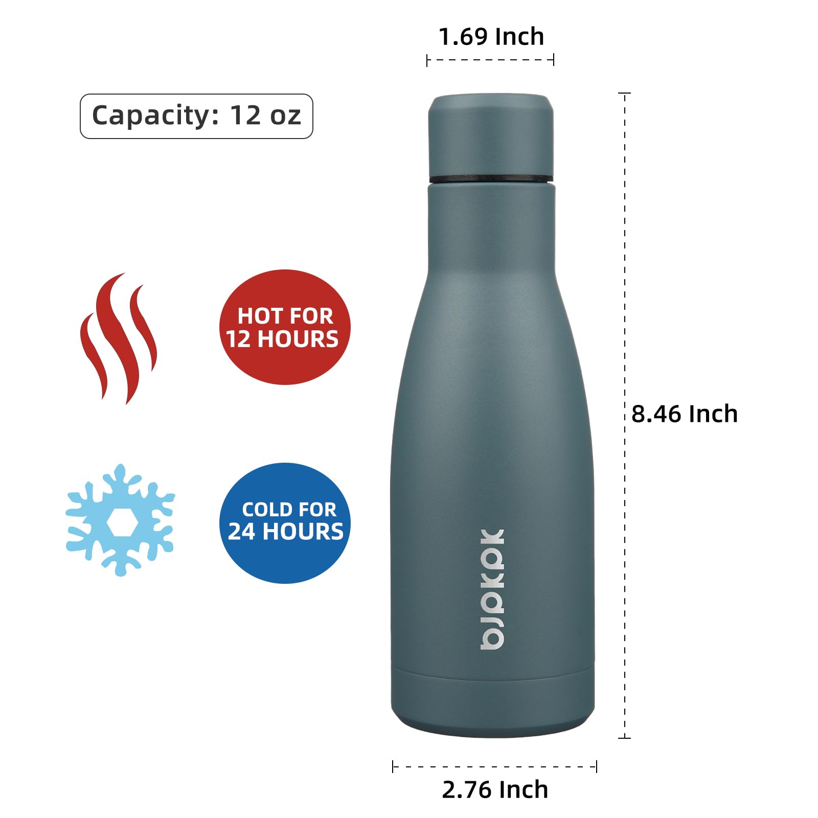 BJPKPK 12 oz Small Mini Water Bottle, Insulated Stainless Steel Flask