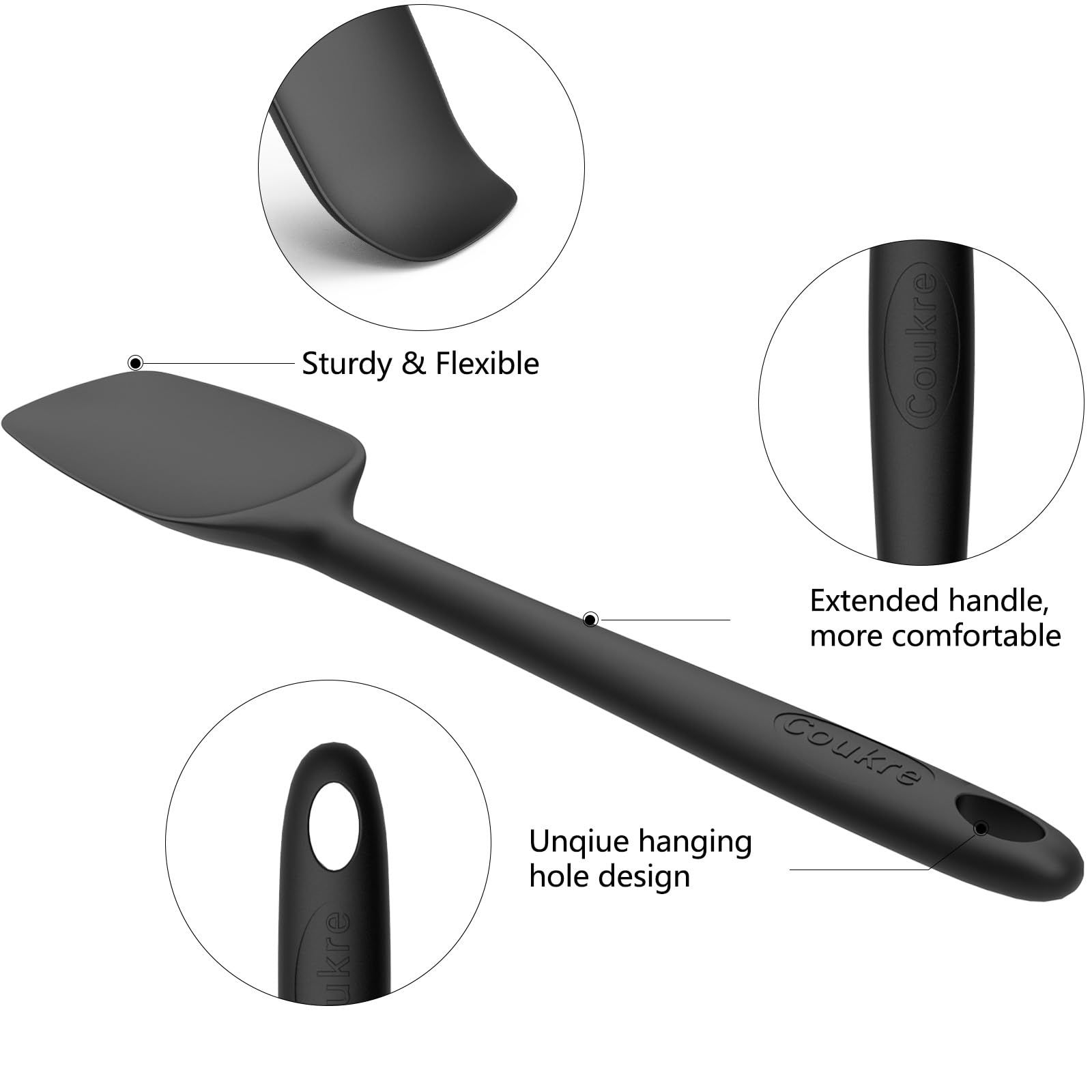 Coukre Silicone Spatula Set of 5,High Temperature Resistant, Food Grade Silicone, Dishwasher Safe, for Baking, Cooking (Pure Beige)