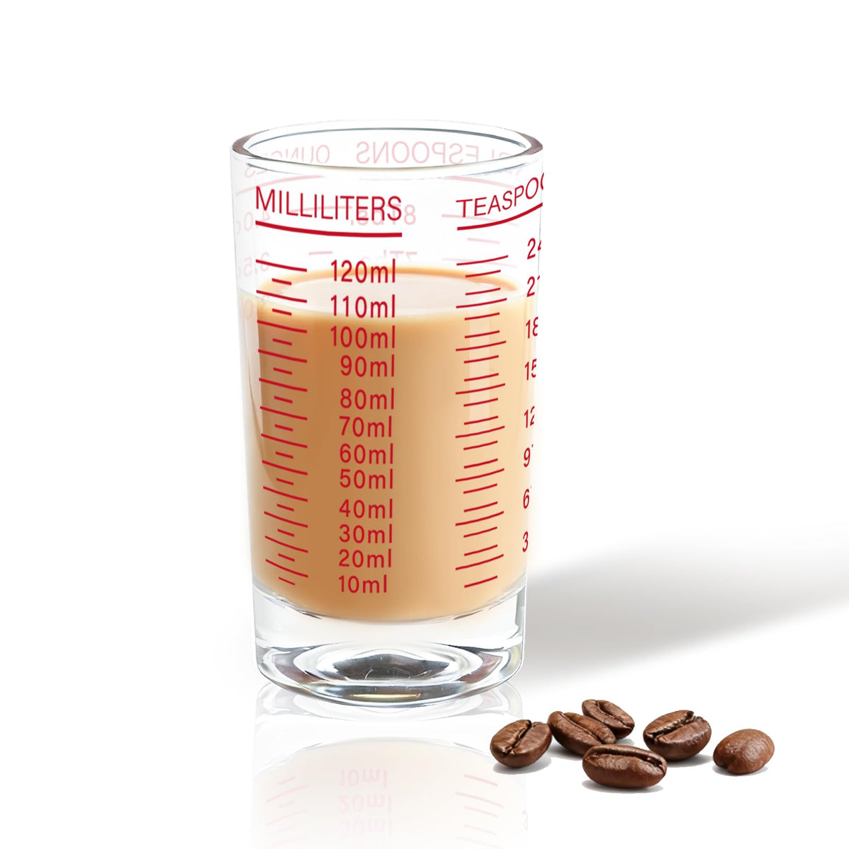 BCnmviku Measuring Cup Shot Glass 4 Ounce/120ML Liquid Heavy High Espresso Glass Cup Black Line (1, Red)