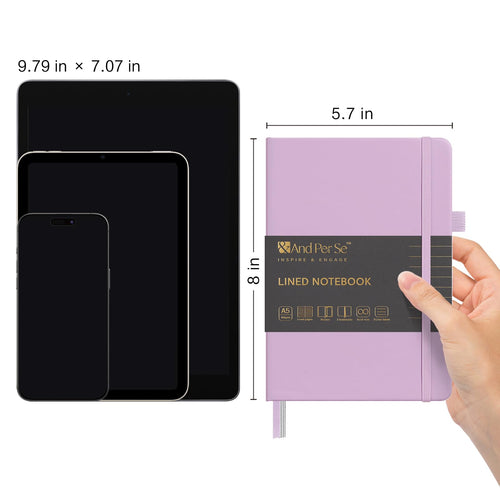 &And Per Se Lined Journal Notebook, 160 Pages, A5 5.7 x 8 inches College Ruled Thick Paper Notebook Journals for Writing, Hardcover Notebooks for Women Men Office School (1 Pack, Lavender)