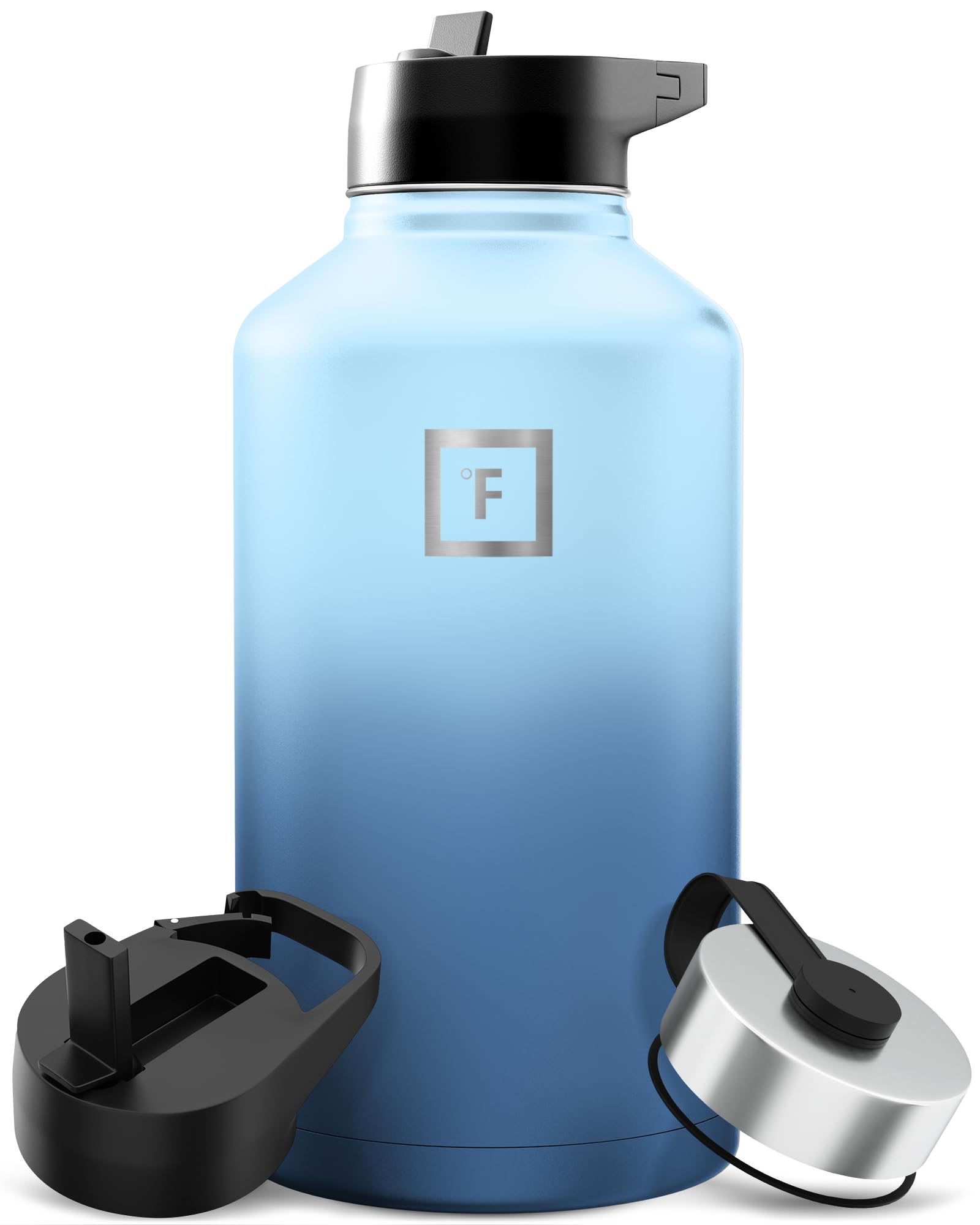 IRON °FLASK 64 oz Wide Mouth Water Bottle with 3 Lids