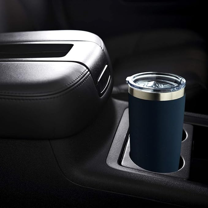 COMOOO 20oz Stainless Steel Tumbler Bulk with Lid and Straw Insulated Coffee Tumbler Cup Double Wall Vacuum Travel Mug for Cold Drinks and Hot Beverage (Navy,6 Pack)