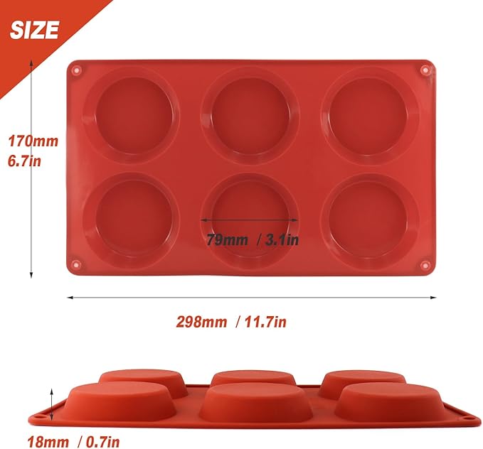 3-Pack Silicone Egg Molds - 3x0.7 Inch Round English Muffin & Breakfast Sandwich Maker, Reusable Non-Stick Baking Pan for Egg Patties, Whoopie Pies, Oven Safe
