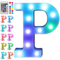 Foaky LED Letter Lights Sign Marquee Light Up Letters Sign for Night Light Wedding/Birthday Party Battery Powered Christmas Lamp Home Bar Decoration(P)