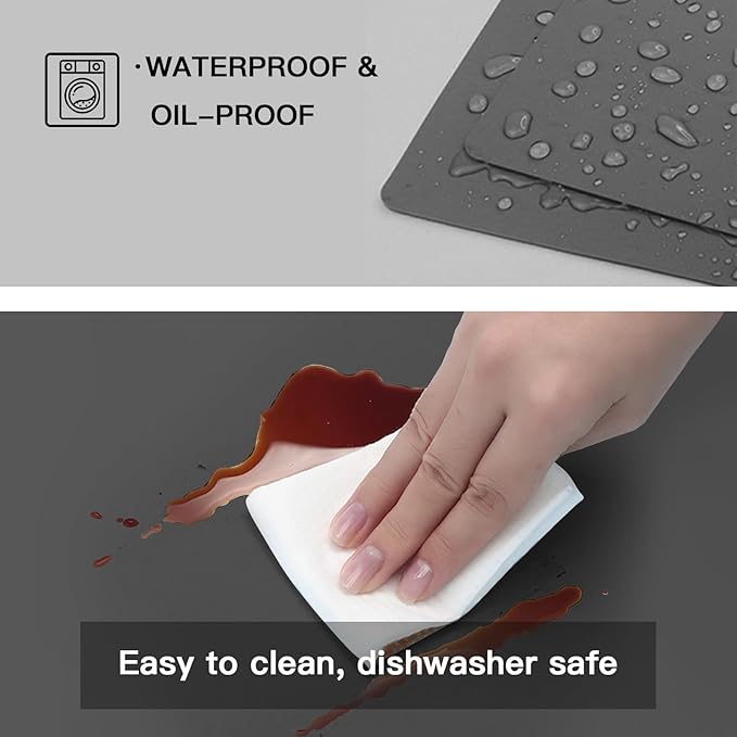 2MM Thick Silicone Countertop Mat, 35.4"x 23.6" Silicone Mats for Kitchen Counter, Nonslip Heat Resistant Mat, Large Kitchen Counter Mats, Waterproof Countertop Protector, Dark Green