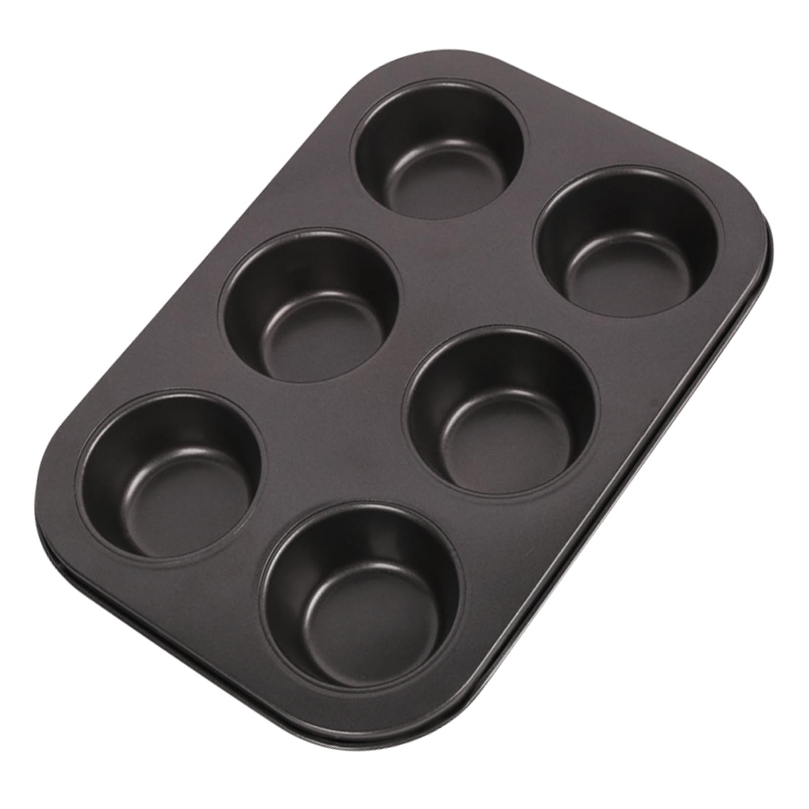 Cayanmydery 2 Packs 6-Cup Muffin Baking Pan Tin, Small Round Muffin Tin, Nonstick Cupcake Pans, Cheesecake Pans, Carbon Steel, Black