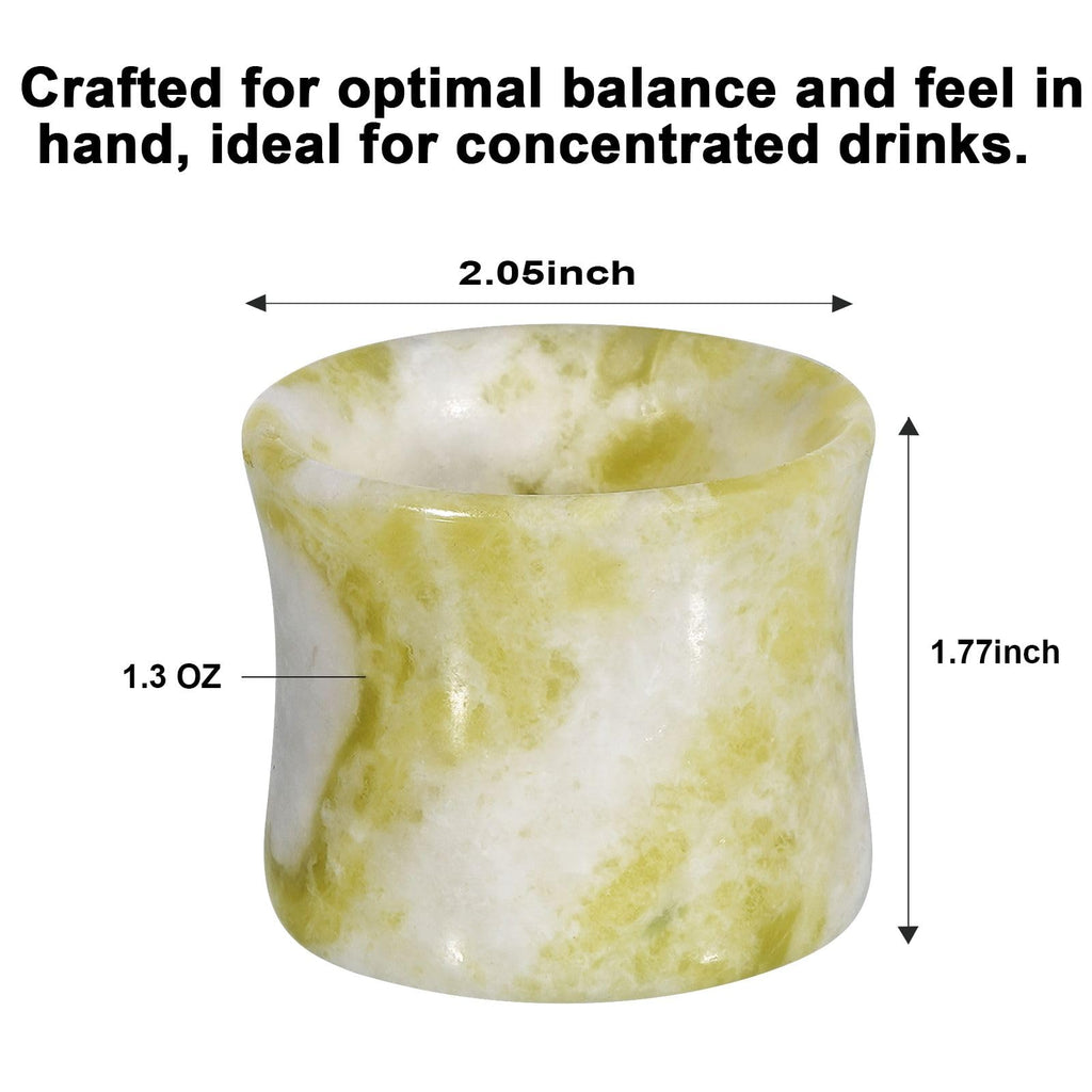 Natural Jade Shot Glasses Set of 2, Bamboo Joint Shape,1.3 oz Espresso Cups