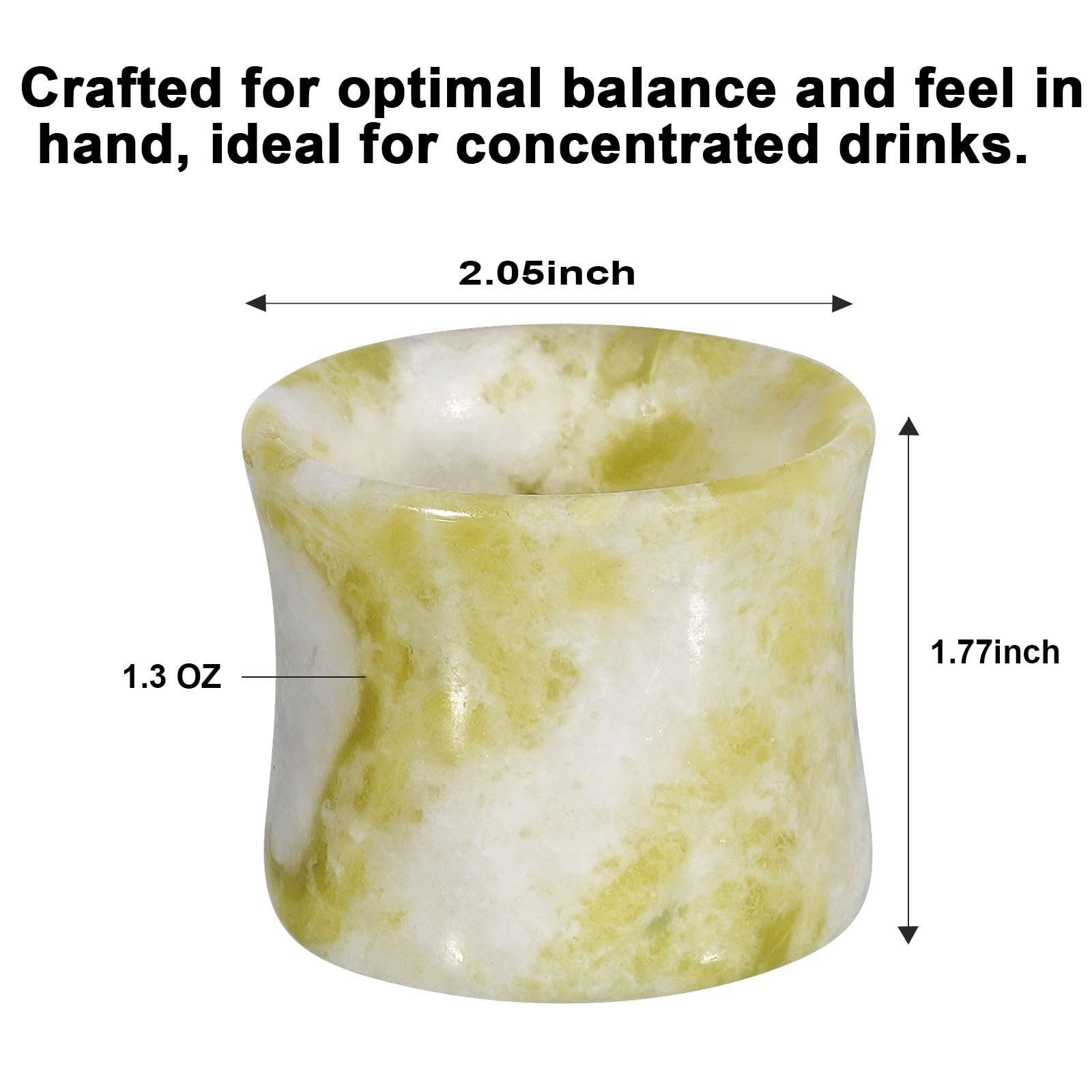 Natural Jade Shot Glasses Set of 2, Bamboo Joint Shape,1.3 oz Espresso Cups