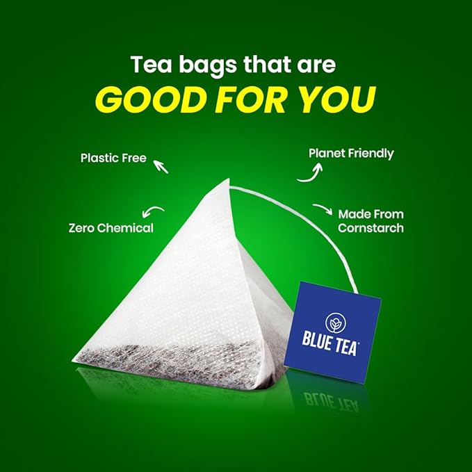 BLUE TEA - Peppermint Tea - 100 Count - Plant Based Tea Bag | SUPPORTS DIGESTION | Antioxidant Rich | Fresh & Cool Minty Flavour | Caffeine Free - Herbal Tea - Non-Bitter - Leaf Based | Ziplock Pack