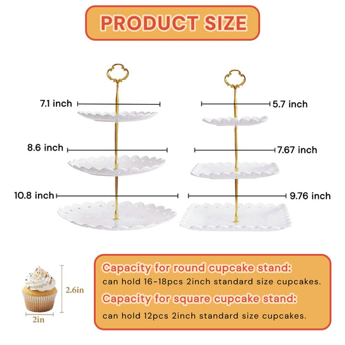 2 Pack of Plastic Dessert Cupcake Stand, 3 Tier Cup Cake Holder Tower Stand