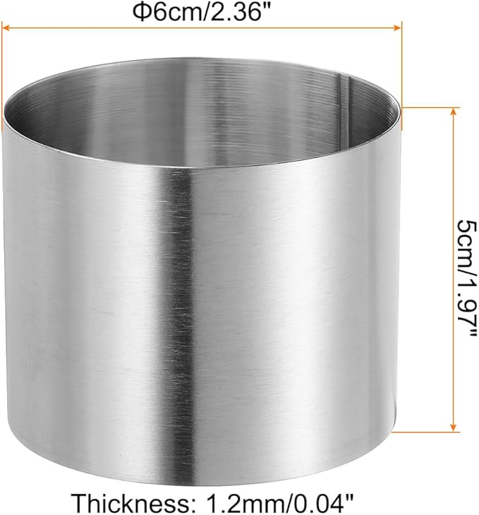 HARFINGTON Round Cake Ring 2.36 x 2 Inch Seamless Stainless Steel Pastry Mousse Dessert Ring Mirror Coating for Baking Cooking Making Tool