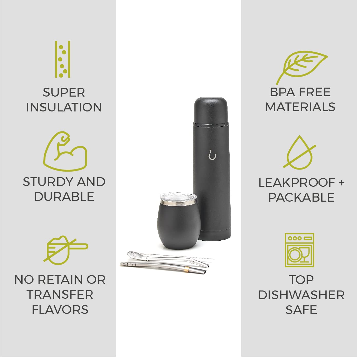 BALIBETOV 25 fl oz Yerba Mate Set, Stainless Steel Mate Gourd, Thermal Flask & Bombilla Straw, Complete Mate Kit, Double Wall Insulated, BPA Free, Dishwasher Safe