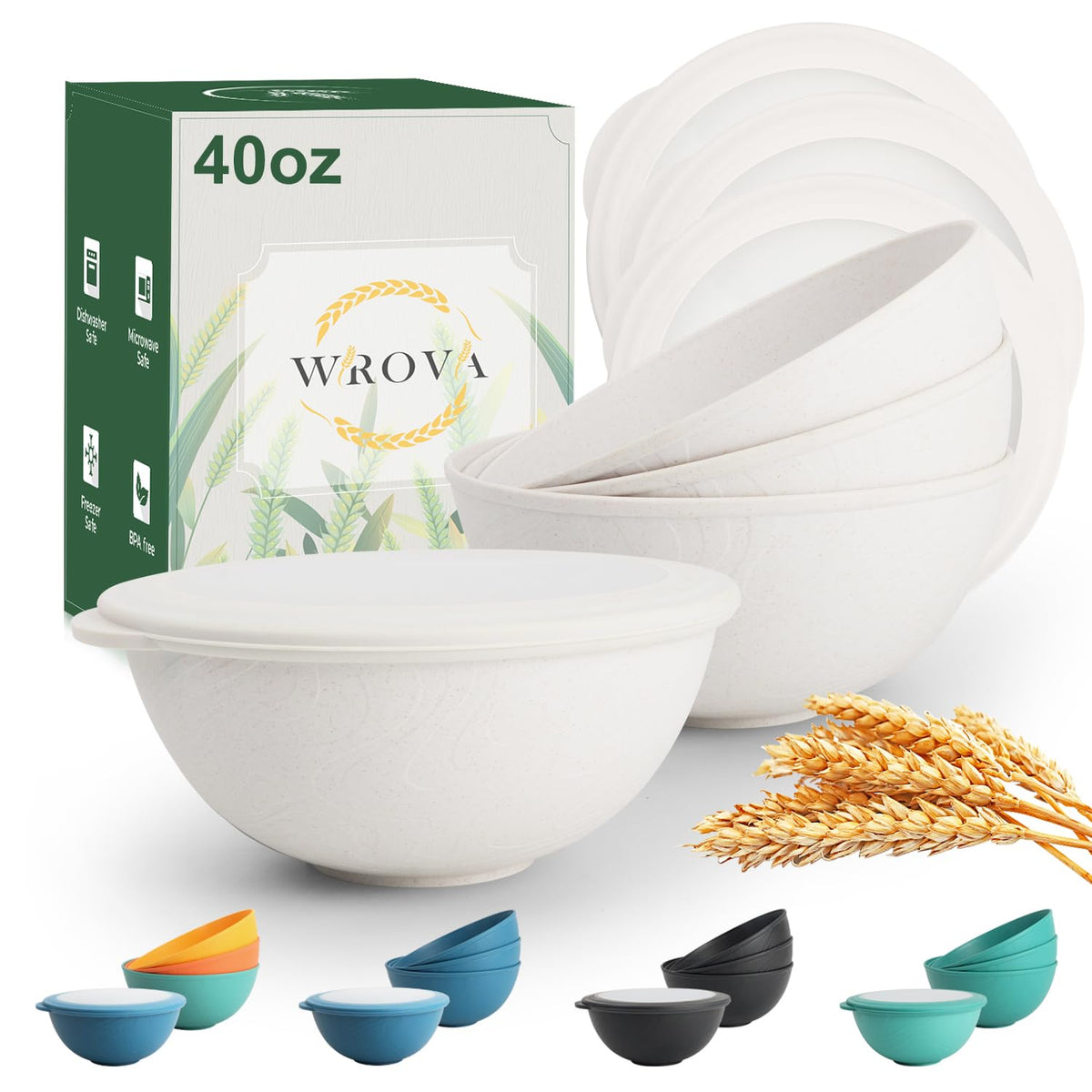 Wrova Mini Wheat Straw Bowls Set of 6, Unbreakable Snack Bowls for Kids