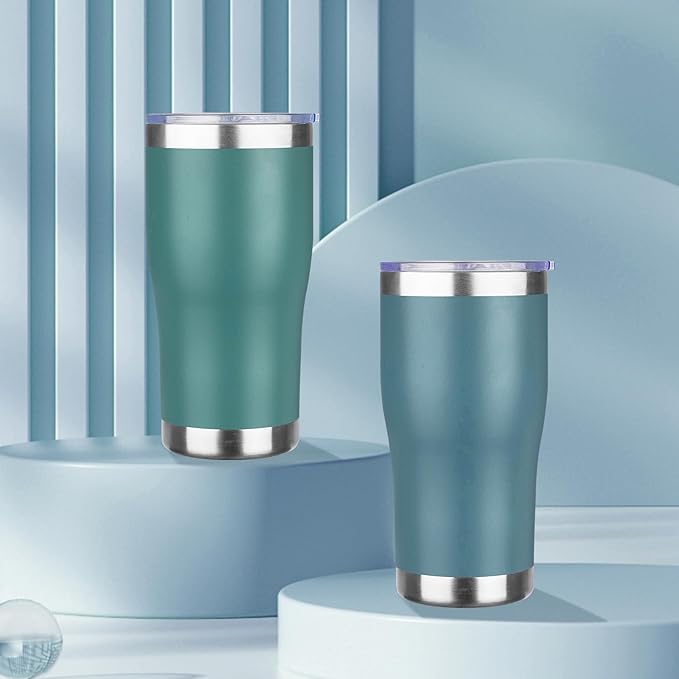 MEZMUT 20oz Coffee Tumbler with Lid and Straw Double Wall Vacuum Insulated Cup Stainless Steel Travel Mugs Insulated for Hot & Cold Leakproof Powder Coated Tumbler for Indoor Outdoor(Mayan Blue)