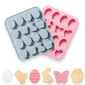Easter Silicone Candy Molds, 16 Cavity Mini Bunny Egg Butterfly Chick Chocolate Molds Design, Baking Molds for Making Jellies, Soft Candy, Ice Cubes, Wax Melts, Soaps, Resin etc Cake Decor Set of 2