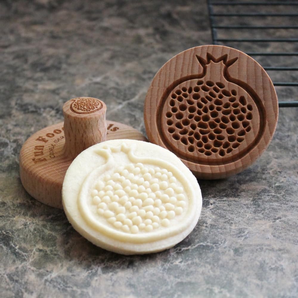 Fun Food Tools, Wood Cookie Stamp, 2.5 Inch (Pomegranate CS-102)