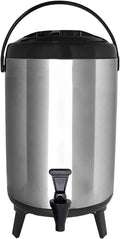 Stainless Steel Insulated Beverage Dispenser – Insulated Thermal Hot and Cold Coffee Carafe – 8 Liter Drink Dispenser with Spigot for Hot Water, Tea & Coffee, Cold Milk, Juice & More BLACK