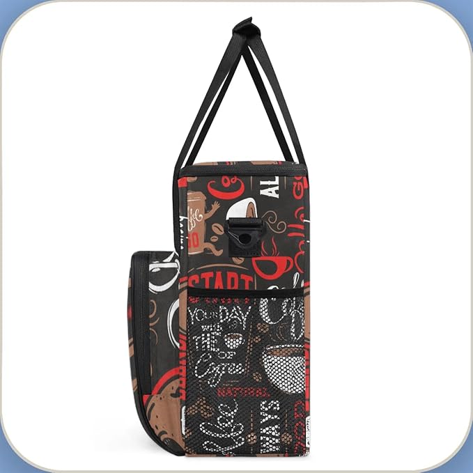 coffee beans cup red Coffee Maker Carring Bag Travel Carrying Storage Tote Bag Compatible with Keurig K-Mini or K-Mini Plus Portable Single Serve Coffee Brewer Case with Pockets for K-cup Pods