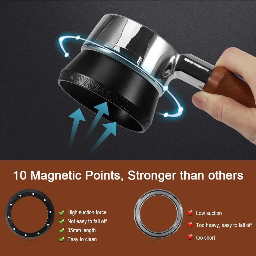 PAMISO Magnetic Dosing Funnel, 53mm Espresso Dosing Funnel Aluminous Alloy Compatible with Breville 53mm Bottomless Portafilter