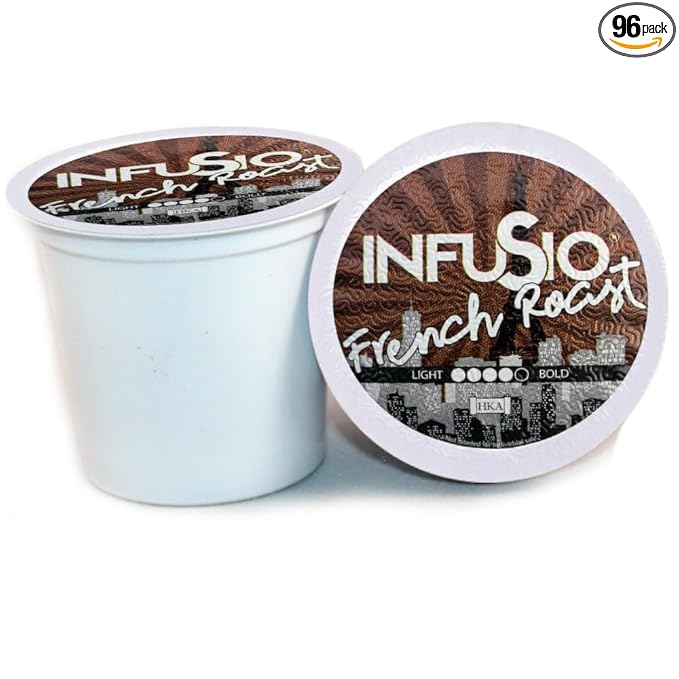 96 Count - French Roast, Single serve Coffee pods for Keurig K Cup® Brewers - InfuSio Premium Roasted Coffee (French Roast, 96 count Compatible with 2.0)……