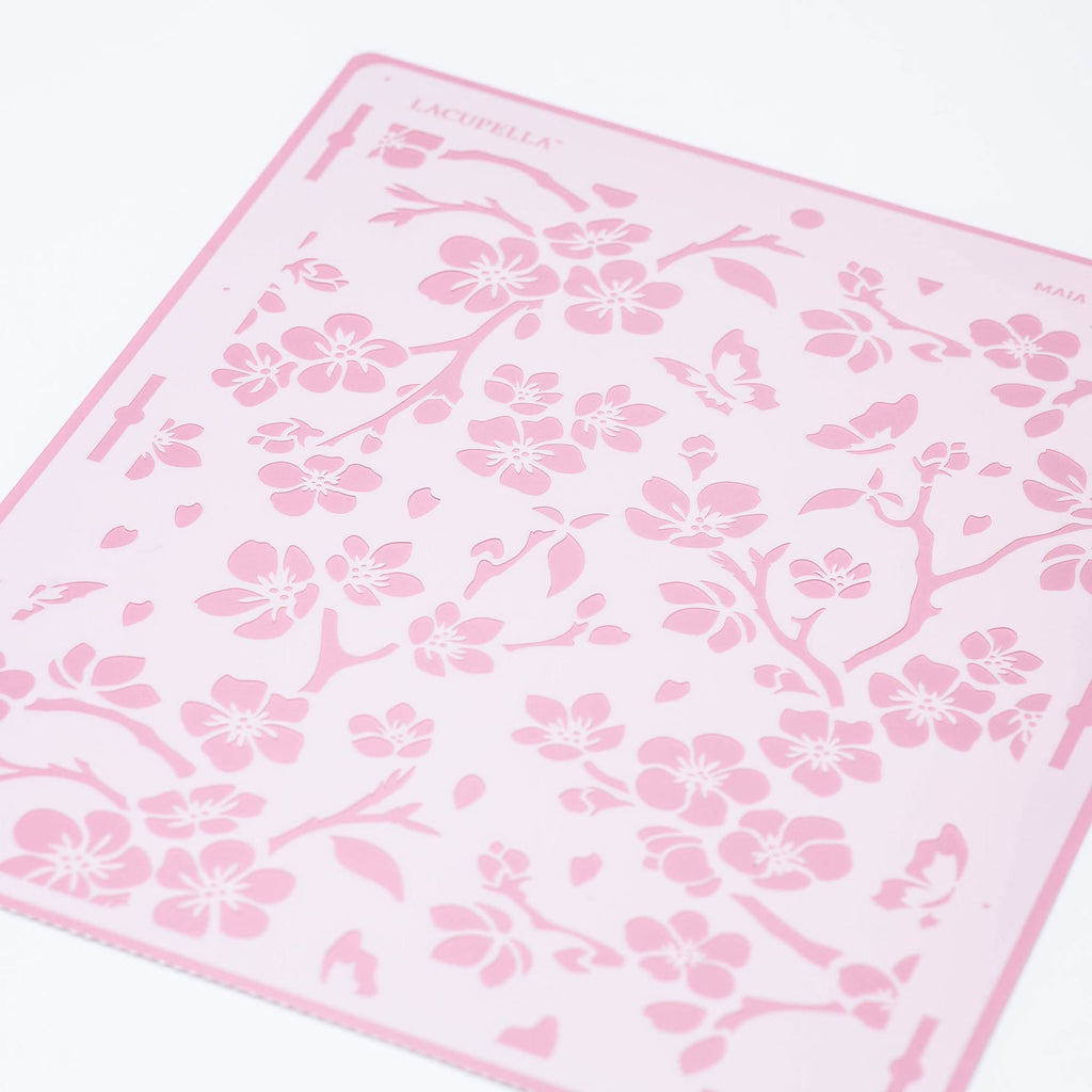 Lacupella Large Cake Decorating Stencil (MAIA) Sakura Leaves Pattern