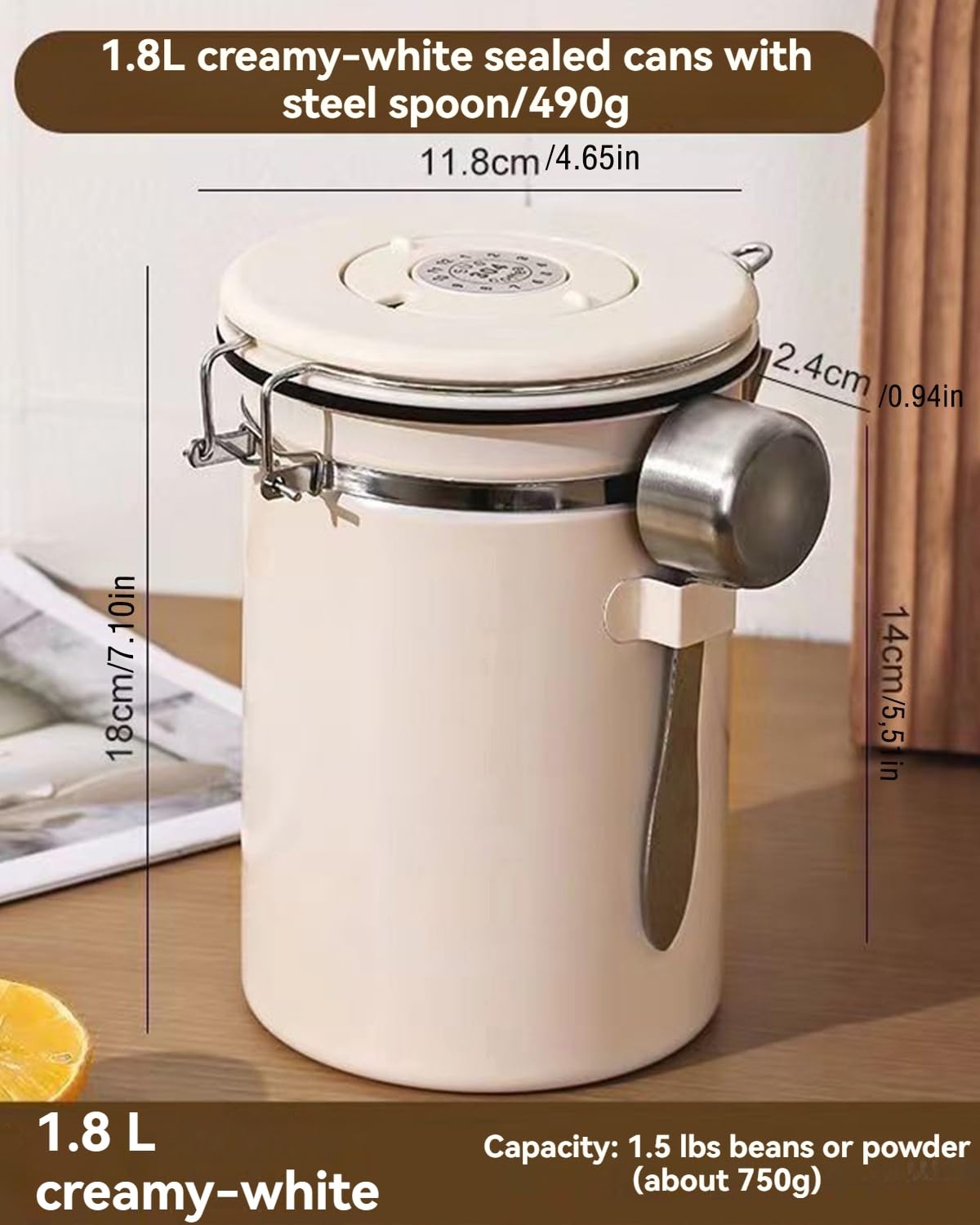 Etmdoeve Coffee Canister, Stainless Steel Coffee Bean Storage Container