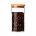 MOLFUJ 1200 ML / 40 FL Oz Glass Storage Container with Wood Lid, Stackable Clear Decorative Organizer Bottle Canister Pantry Jar with Air Tight Wooden Lid for Food, Coffee, Candy, Sugar, Salt, Tea