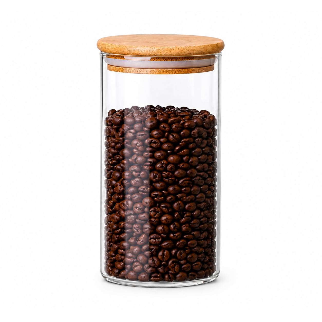 MOLFUJ 1200 ML / 40 FL Oz Glass Storage Container with Wood Lid, Stackable Clear Decorative Organizer Bottle Canister Pantry Jar with Air Tight Wooden Lid for Food, Coffee, Candy, Sugar, Salt, Tea