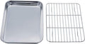 TeamFar Toaster Oven Tray and Rack Set, 9.3’’ x 7’’ x 1’’, Stainless Steel Toaster Oven Pan Broiler Pan, Non Toxic & Healthy, Easy Clean & Dishwasher Safe