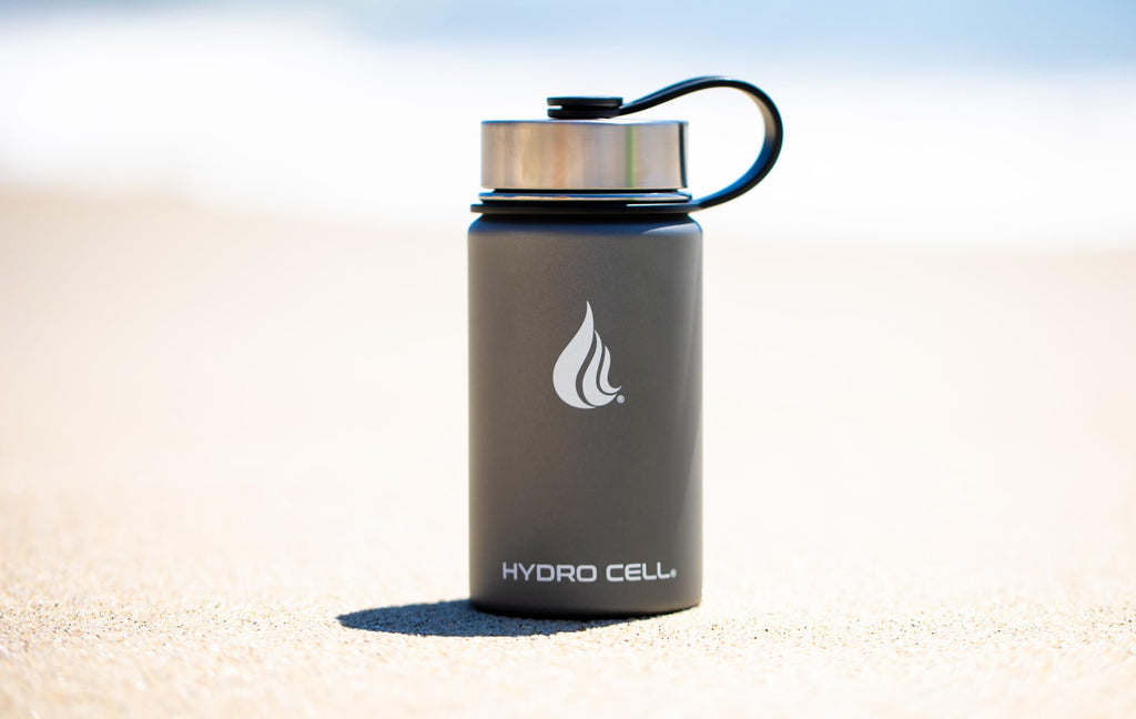 HYDRO CELL Stainless Steel Insulated Water Bottle with Straw - For Cold & Hot Drinks - Metal Vacuum Flask with Screw Cap and Modern Leakproof Sport Thermos for Adults (Graphite 14oz)