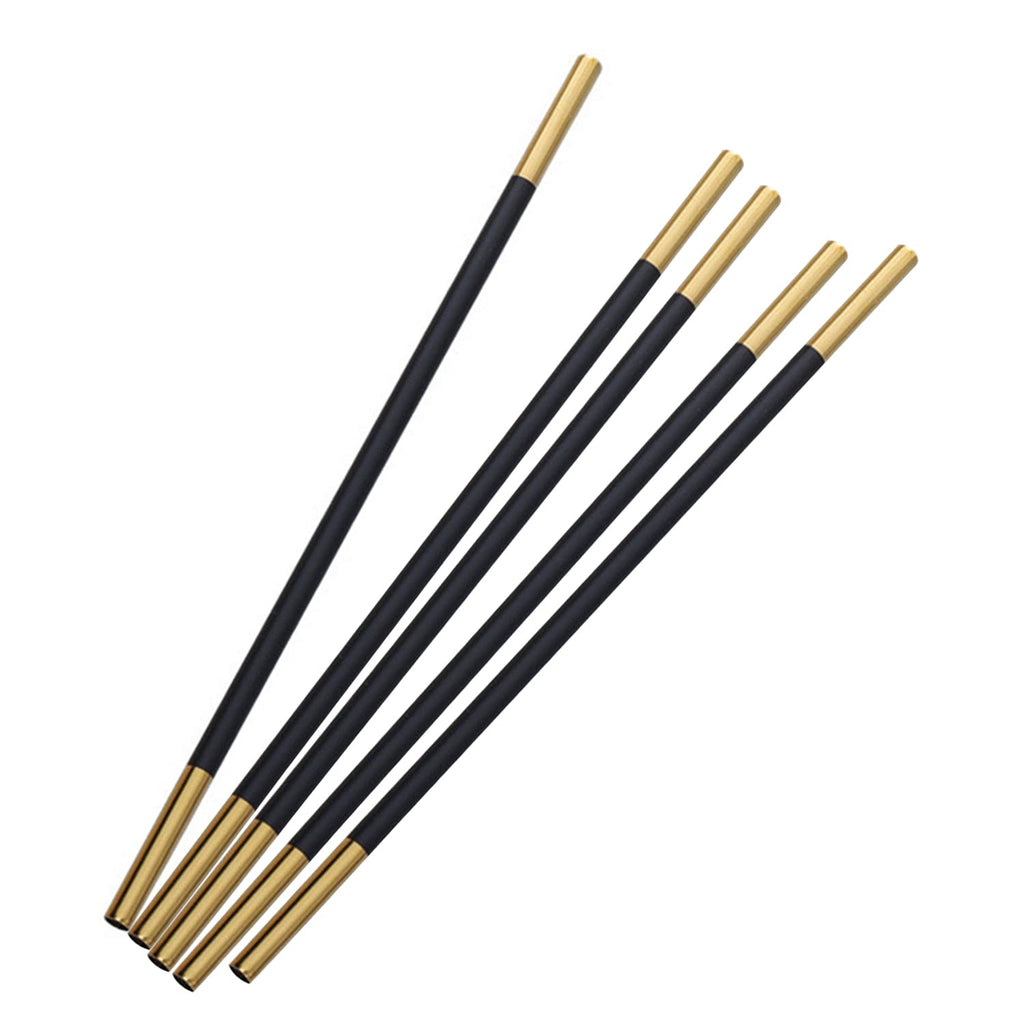 Stainless Steel Reusable Metal Straws,Extra Long Reusable Metal Straws,Metal Drinking Straws,Straight,Black gold,5 Pieces.