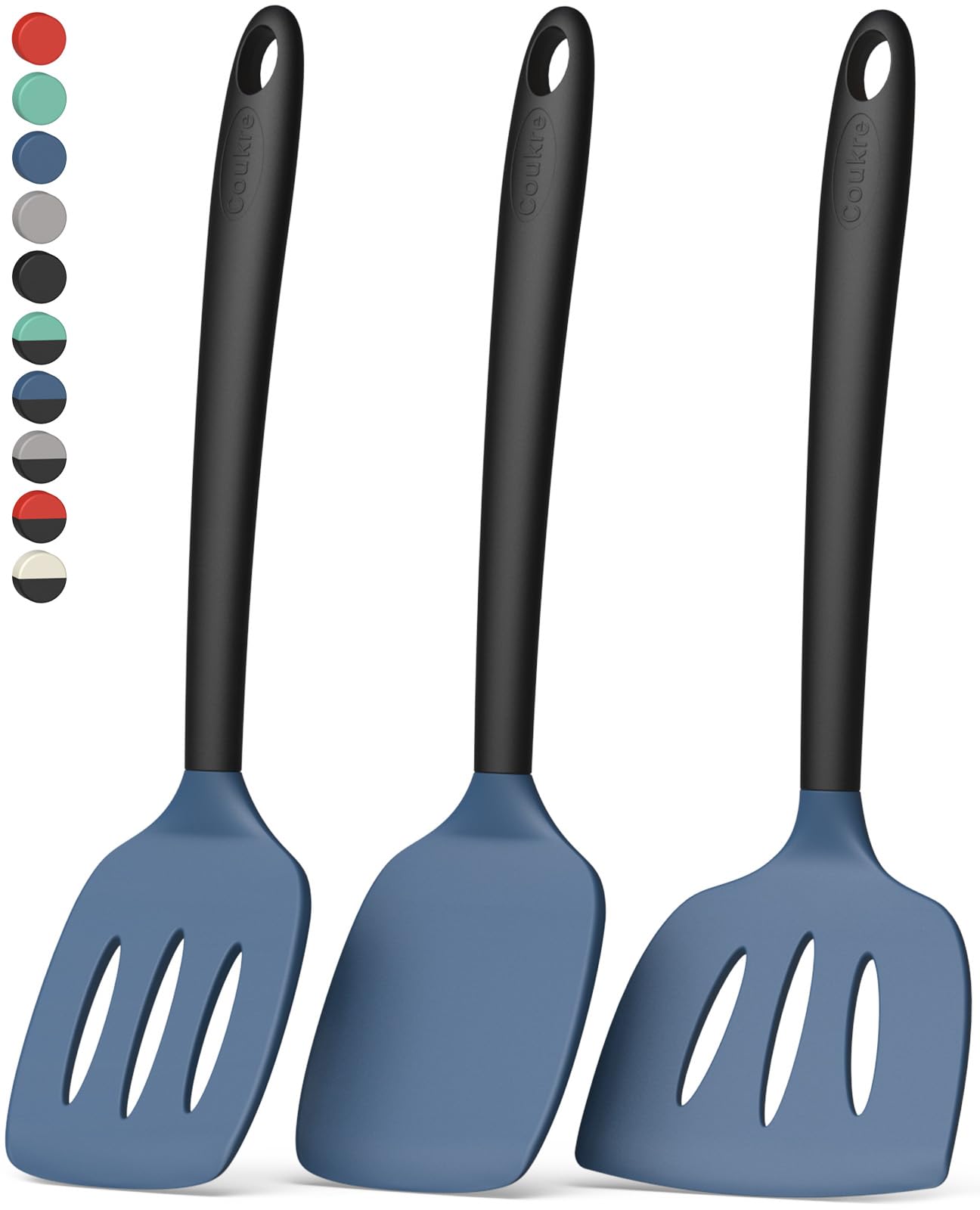 Coukre 3 Pack Silicone Spatula Set, Heat Resistant to 500°F, BPA-Free